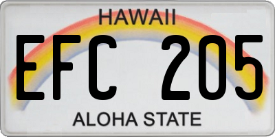 HI license plate EFC205