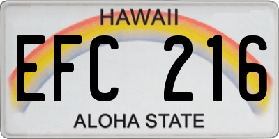HI license plate EFC216