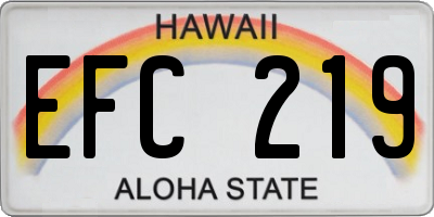 HI license plate EFC219