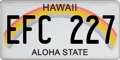 HI license plate EFC227
