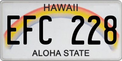 HI license plate EFC228