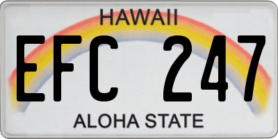 HI license plate EFC247