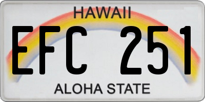 HI license plate EFC251