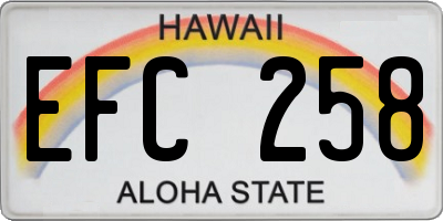 HI license plate EFC258