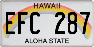 HI license plate EFC287