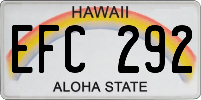 HI license plate EFC292