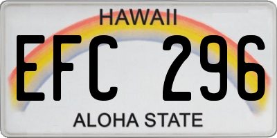 HI license plate EFC296