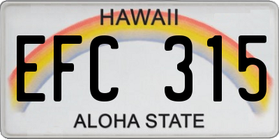 HI license plate EFC315