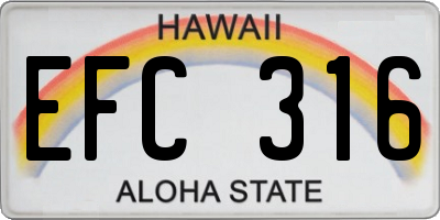 HI license plate EFC316