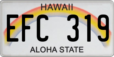 HI license plate EFC319