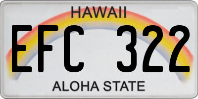 HI license plate EFC322