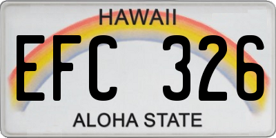 HI license plate EFC326