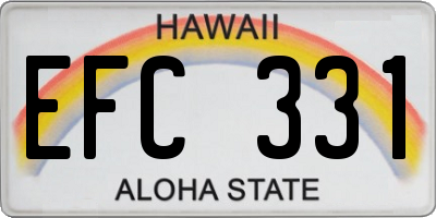 HI license plate EFC331