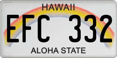 HI license plate EFC332