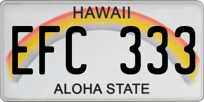 HI license plate EFC333