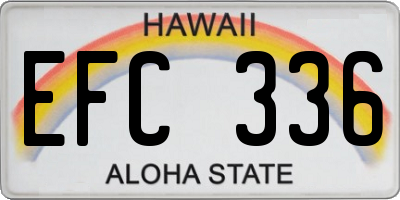 HI license plate EFC336