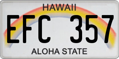 HI license plate EFC357