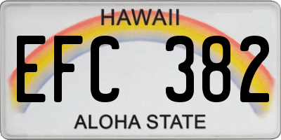 HI license plate EFC382
