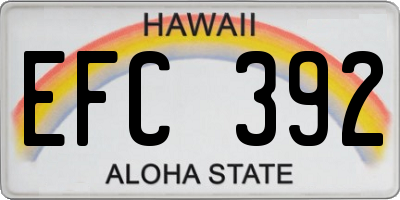 HI license plate EFC392