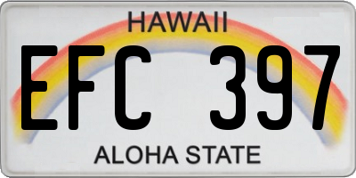 HI license plate EFC397
