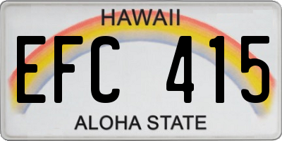 HI license plate EFC415