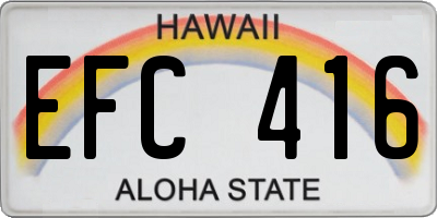 HI license plate EFC416