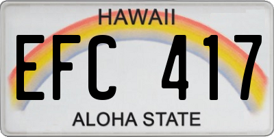 HI license plate EFC417