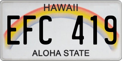 HI license plate EFC419