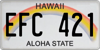 HI license plate EFC421