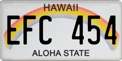 HI license plate EFC454