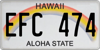 HI license plate EFC474