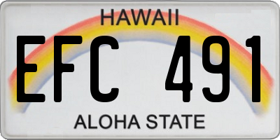 HI license plate EFC491