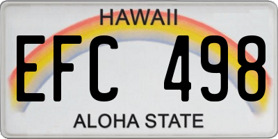 HI license plate EFC498