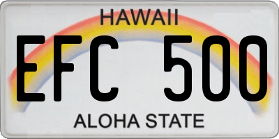 HI license plate EFC500