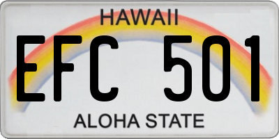HI license plate EFC501