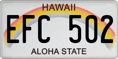 HI license plate EFC502