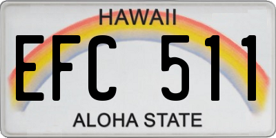 HI license plate EFC511