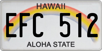 HI license plate EFC512