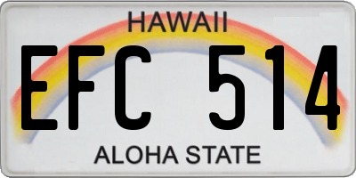 HI license plate EFC514