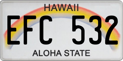 HI license plate EFC532