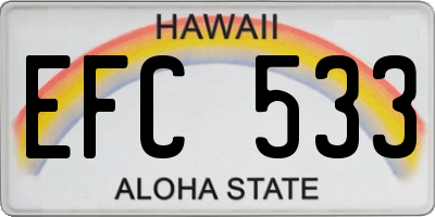 HI license plate EFC533