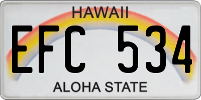 HI license plate EFC534