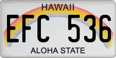 HI license plate EFC536
