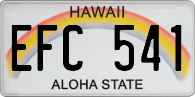 HI license plate EFC541