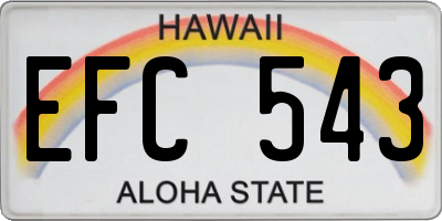 HI license plate EFC543