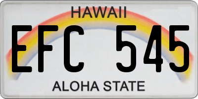 HI license plate EFC545