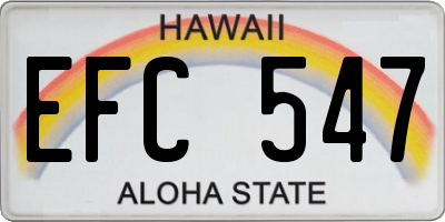 HI license plate EFC547