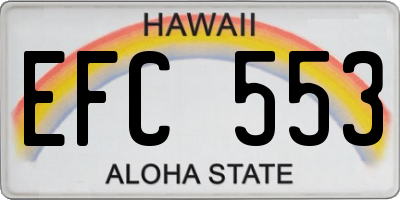 HI license plate EFC553