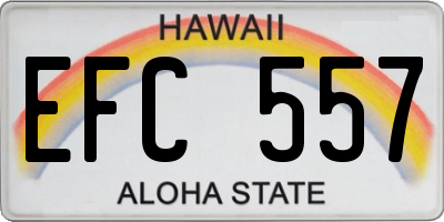 HI license plate EFC557