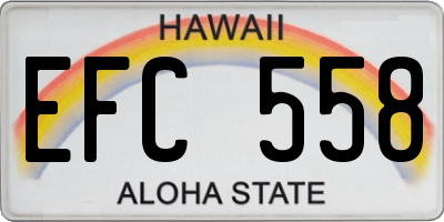 HI license plate EFC558